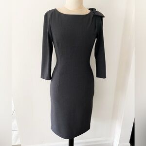 Calvin Klein Dark Grey Dress with Bow Shoulder – Size Small